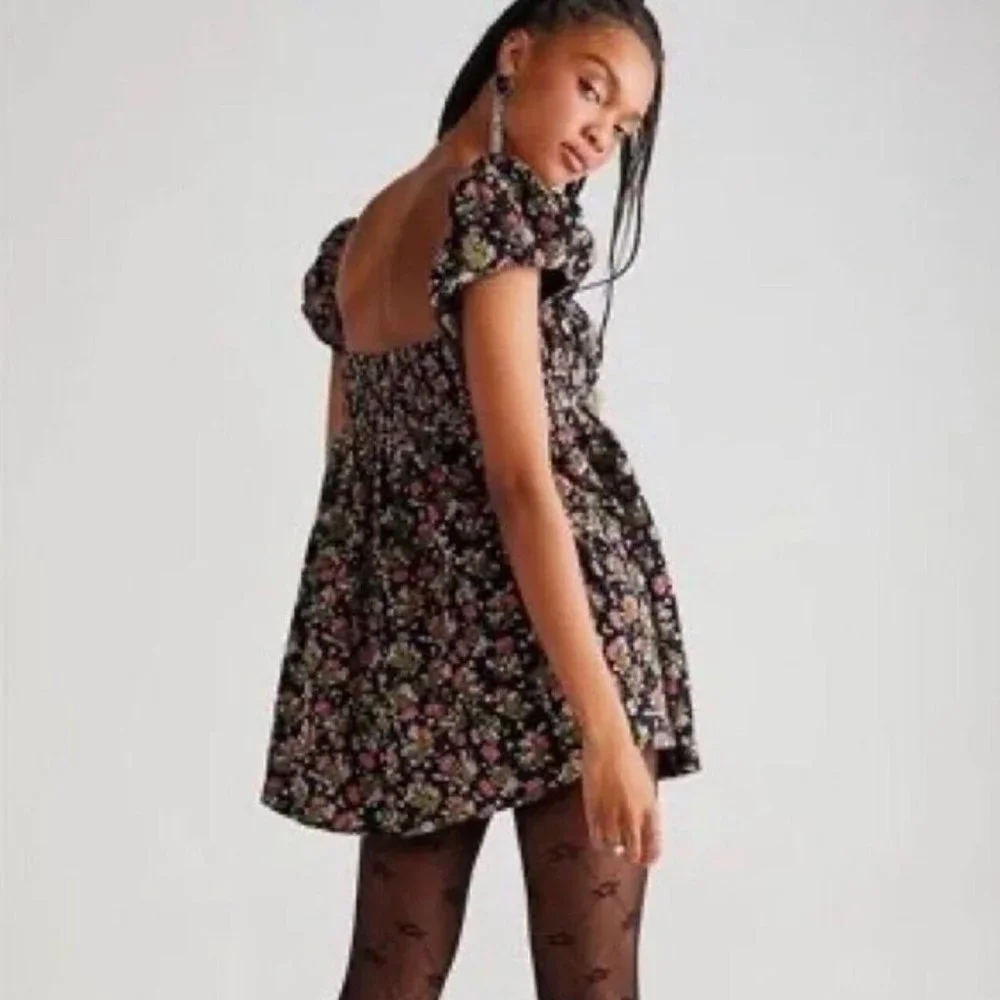 SOLD Free People Corduroy Floral Printed Tunic Babydoll Dress NWOT S… - Picture 2 of 15